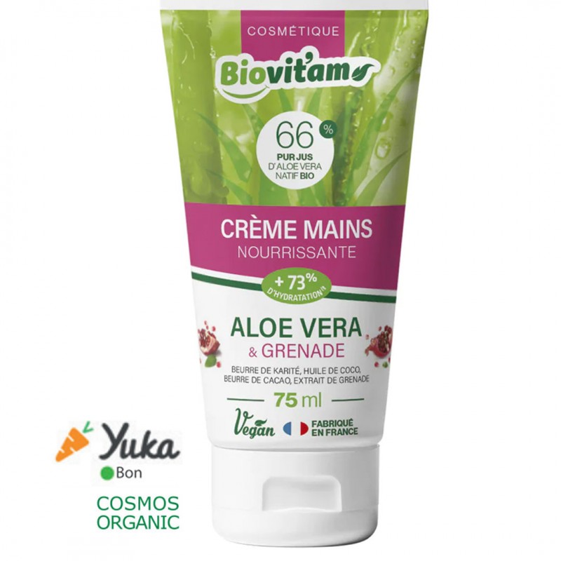 CRÈME MAIN HYDRATANTE BIOVITAM 75ML - Aloe Vera - Grenade CRÈME MAIN HYDRATANTE BIOVITAM 75ML - Aloe Vera - Grenade